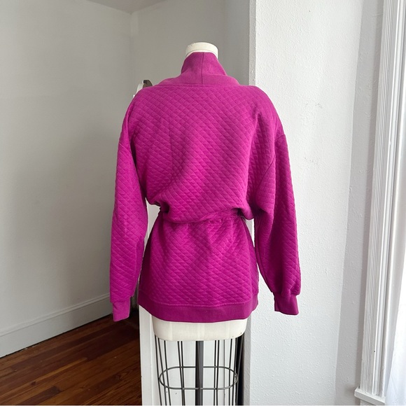 Vintage 1990s Simple Addition drawstring waist quilted sweatshirt coat XL - Picture 6 of 8